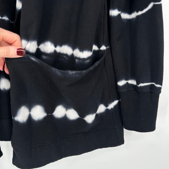 Bass Tie Dye Open Front Cardigan Draped Pocket Sweater Sweatshirt Boho - Picture 4 of 10